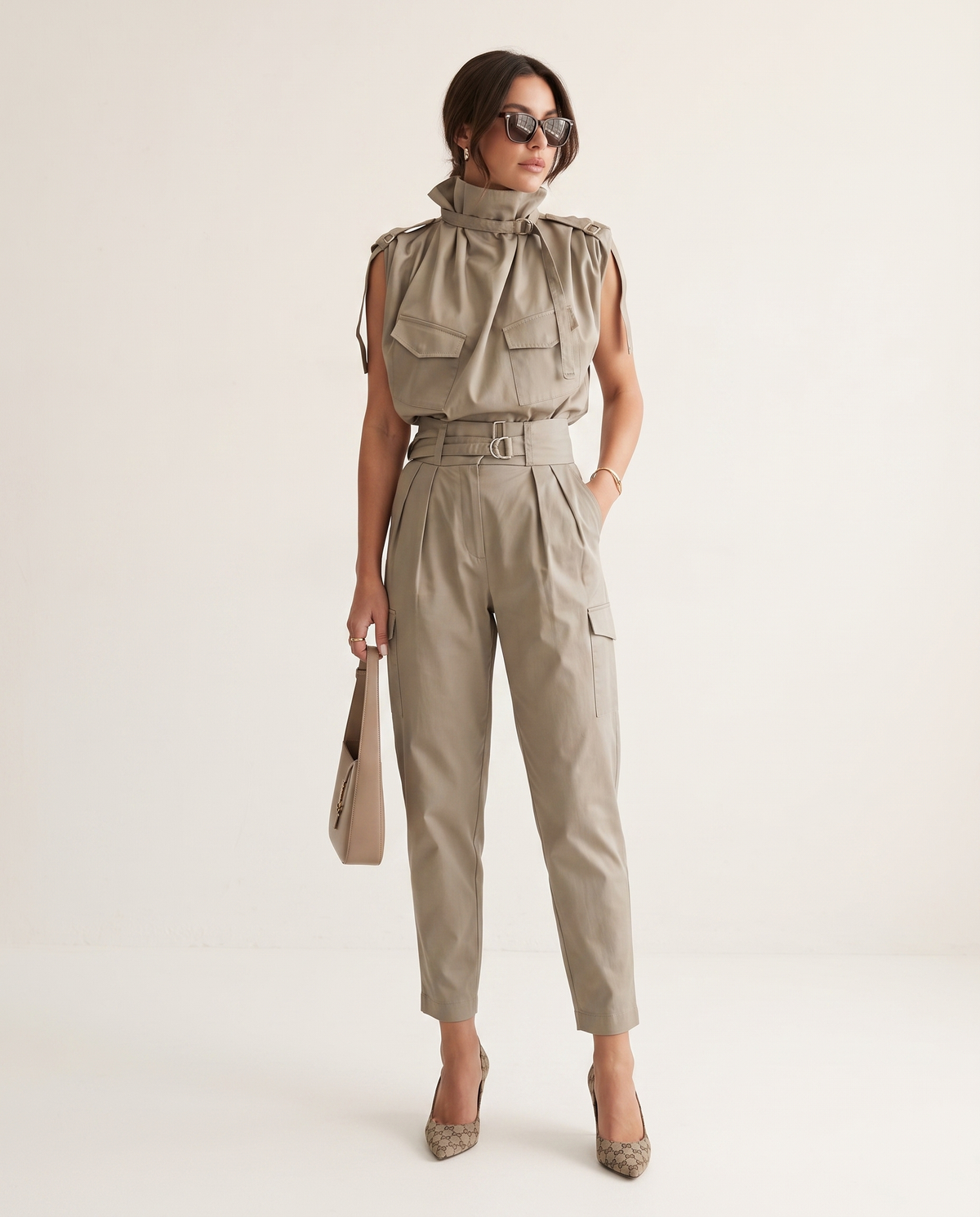 Luna Two-Piece Co-Ord Set, Taupe