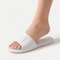 Pocket Slippers in white worn on a foot