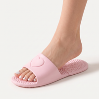 Pocket Slippers in pink worn on a foot
