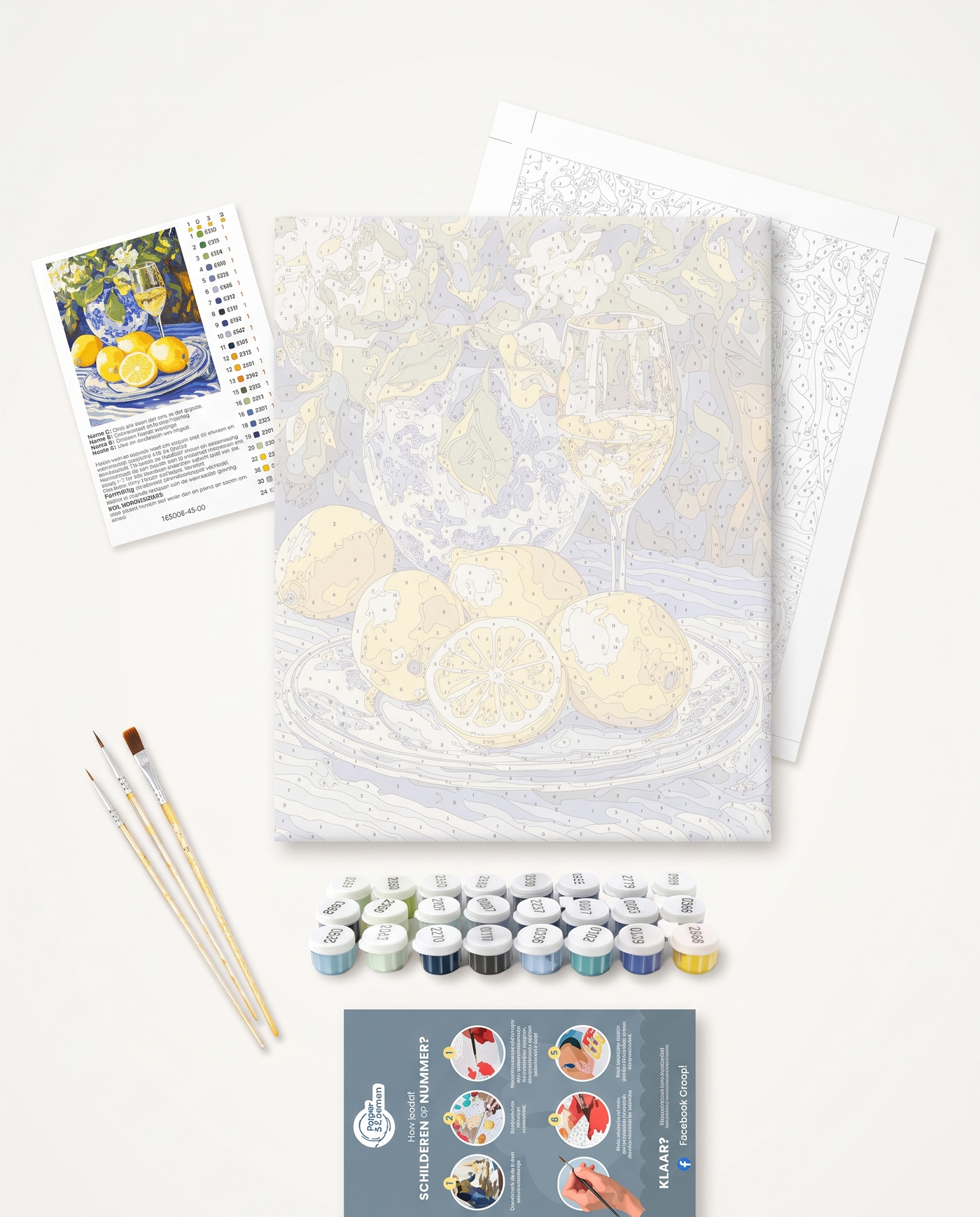 Everything included in the paint by numbers kit