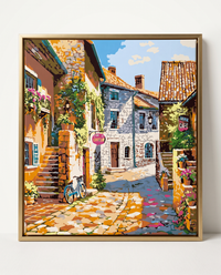 Provence Village paint by numbers, framed canvas