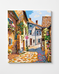 Provence Village paint by numbers, finished canvas