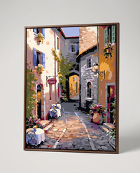 Riviera Café paint by numbers, framed canvas
