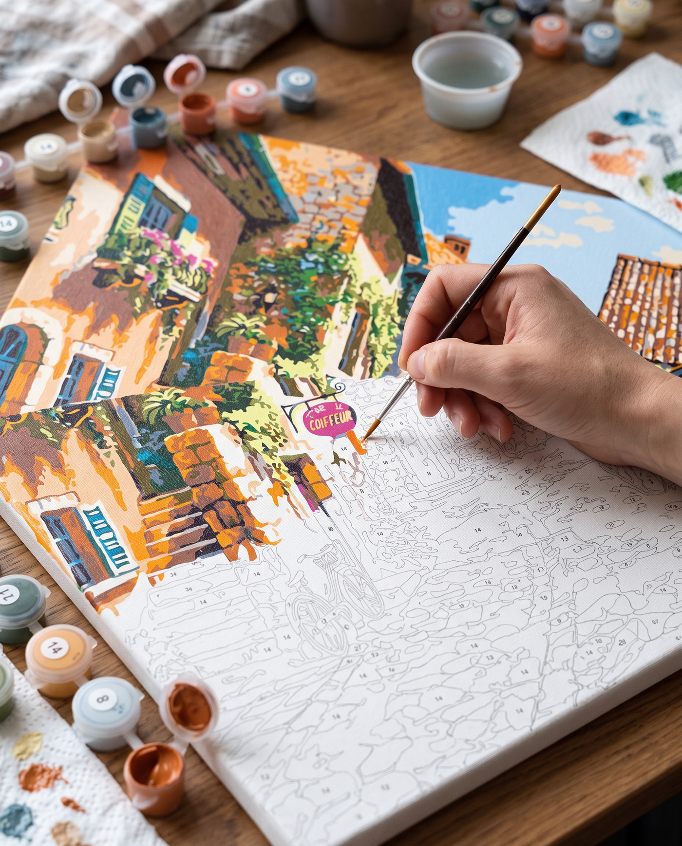 Painting a numbered canvas step by step