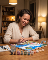 A beginner enjoying paint by numbers