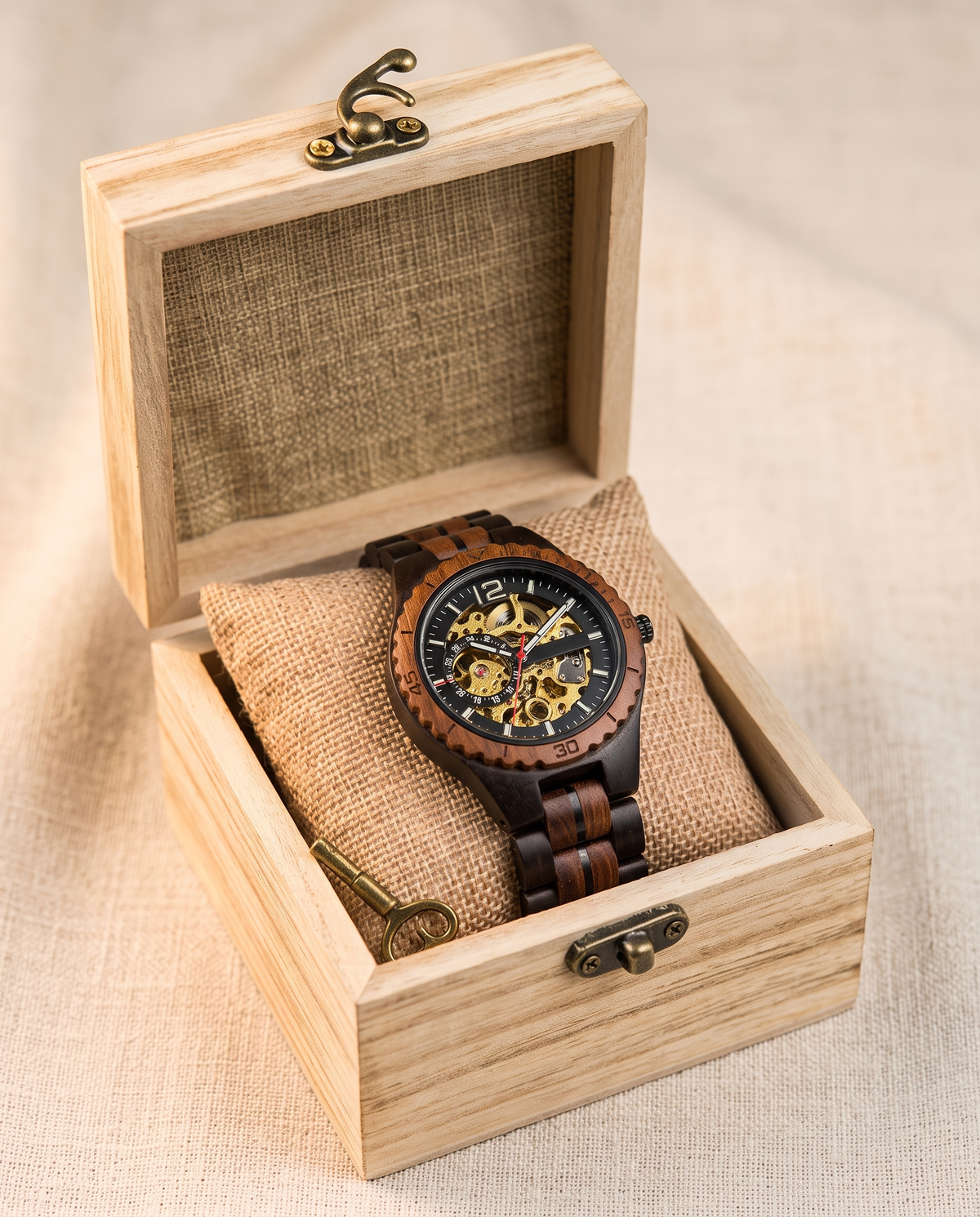 Green Sandalwood wooden watch in wooden gift box