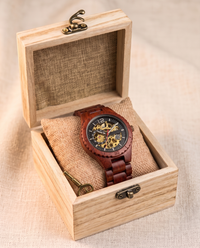Red Wood wooden watch in wooden gift box