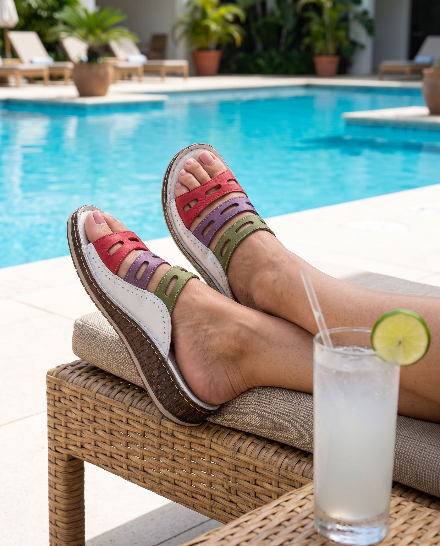 Sunslides WHITE sandals poolside