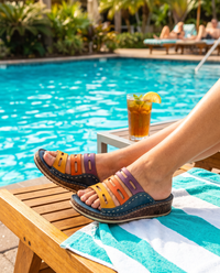Sunslides Dark Blue sandals poolside