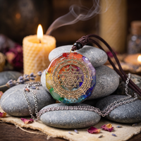 Natural Healing Crystal Necklace on a spiritual altar with candle and incense