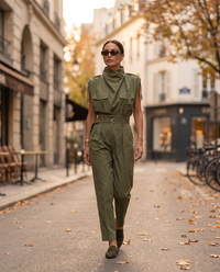 Luna Two-Piece Co-Ord Set, Army Green, lifestyle