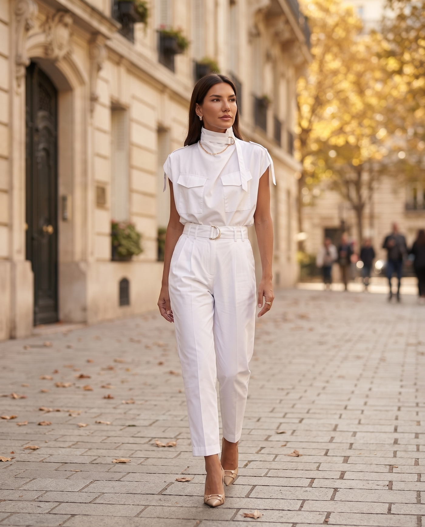 Luna Two-Piece Co-Ord Set, White, lifestyle