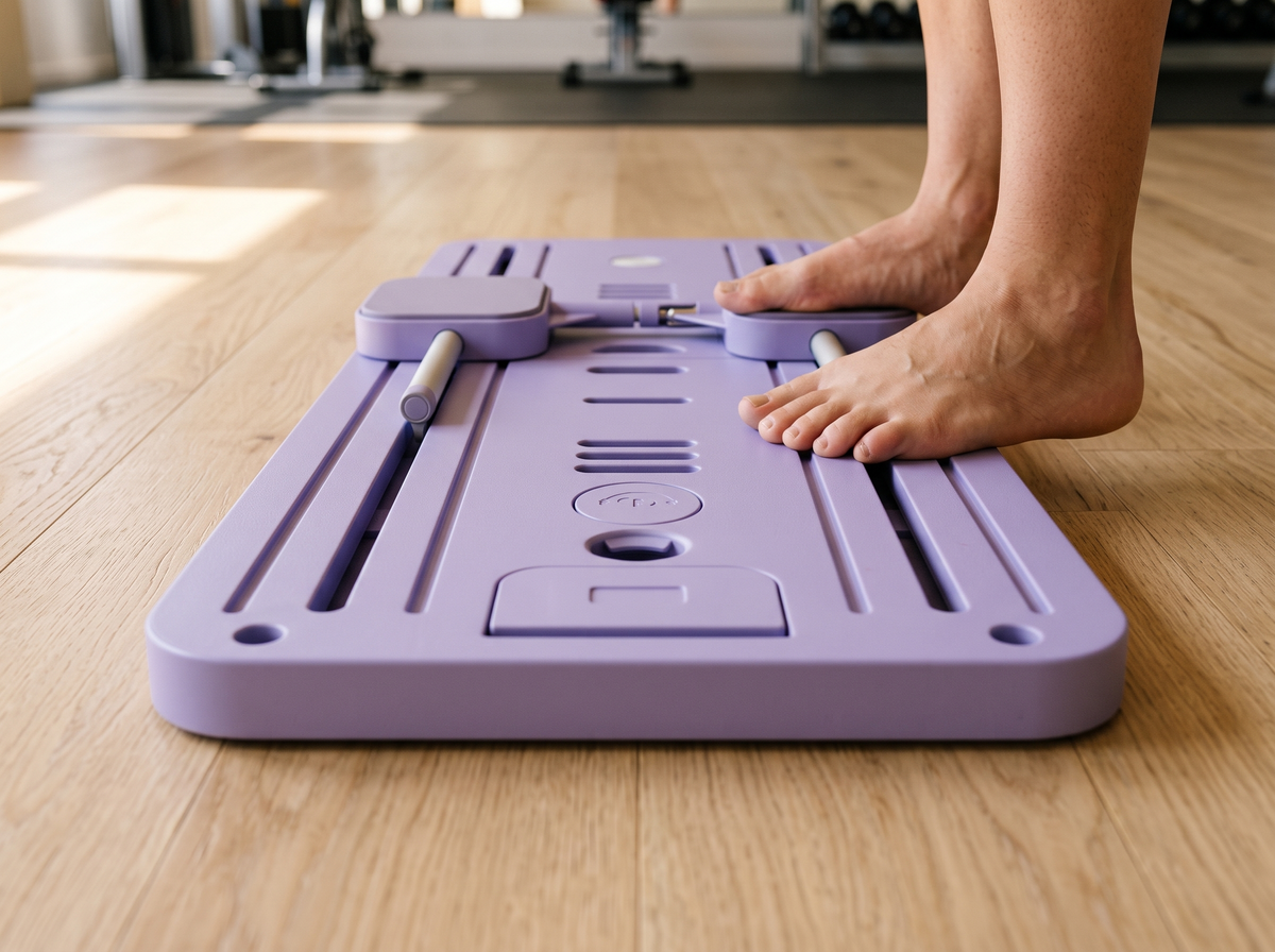 The board sitting flat and stable on a wooden floor